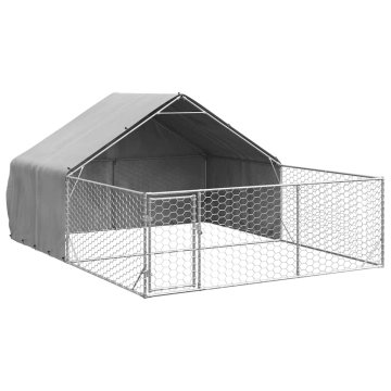 Vidaxl Zunanji pasji boks z izpustom 4x3x1,9 m pocinkano jeklo