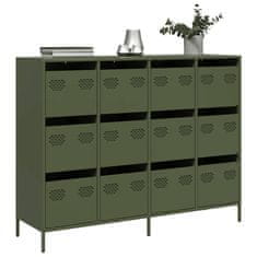 Vidaxl Komoda olivno zelena 135x39x103,5 cm hladno valjano jeklo