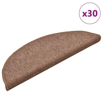 shumee vidaXL Podloge za stopnice 30 kosov rjave barve 56x17x3 cm