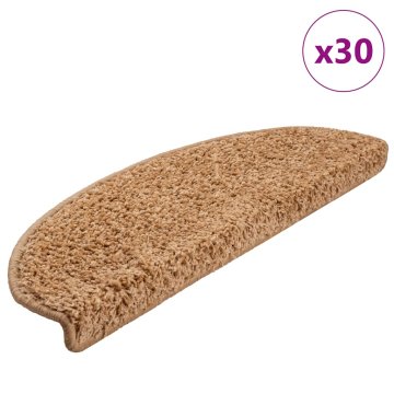 shumee vidaXL Podloge za stopnice 30 kosov Bež 65x21x4 cm