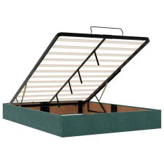 Vidaxl Otomanska postelja z vzmetnico & LEDs temno zelena 140x200cm