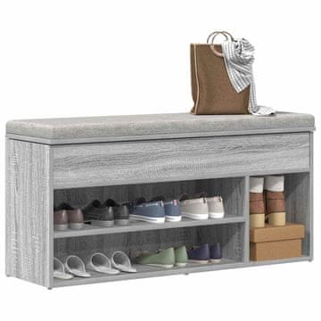 Vidaxl vidaXL Klop s prostorom za čevlje, siv hrast sonoma, 102x30,5x45 cm
