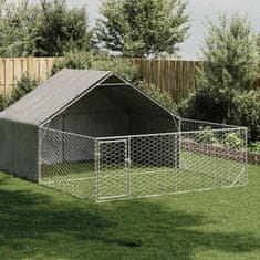 shumee vidaXL Zunanji pasji boks z izpustom 5x3x1,9 m pocinkano jeklo