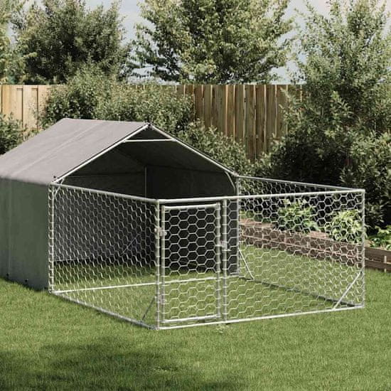 shumee vidaXL Zunanji pasji boks z izpustom 5x2x1,5 m pocinkano jeklo