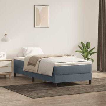 shumee vidaXL Postelja z vzmetnim vzmetnim okvirjem brez vzmetnice temno siva 90x220 cm