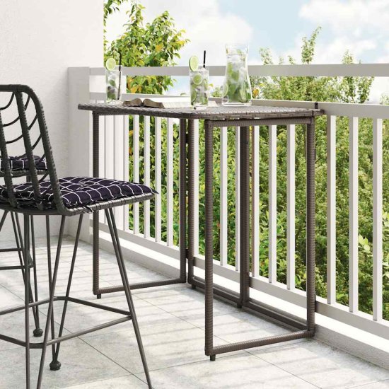 shumee vidaXL Zložljiva vrtna miza Brown 90x51x75 cm Poly Rattan