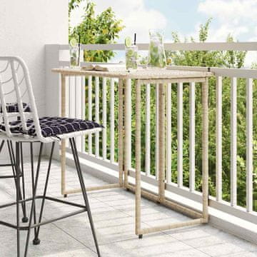 shumee vidaXL Zložljiva vrtna miza Beige 90x51x75 cm Poly Rattan