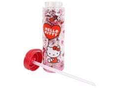 HELLO KITTY Hello Kitty Plastična steklenica s slamico, prozorna steklenica za vodoa 550ml 