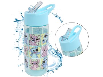 Disney Disney Lilo in Stitch Plastična steklenica s slamico, steklenica za vodo, prozorna 420ml