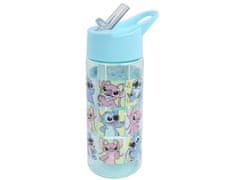 Disney Disney Lilo in Stitch Plastična steklenica s slamico, steklenica za vodo, prozorna 420ml