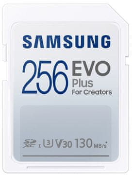 Samsung EVO Plus spominska kartica, SDXC, 256GB, U3, V30, UHS-I