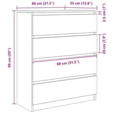 Vidaxl Komoda dimljeni hrast 80x35x99 cm inženirski les