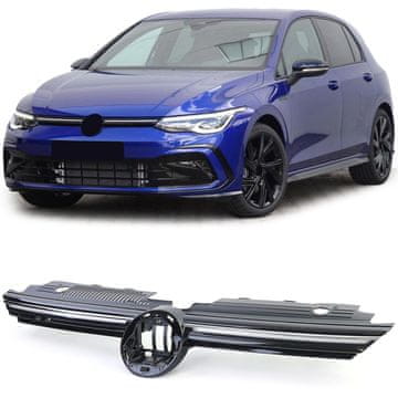 Mstyling Maska brez znaka VW Golf 8 2019- črna sijaj/krom z LED osvetlitvijo
