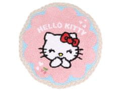 HELLO KITTY Hello Kitty Okrogla preproga, roza, nedrseča, s čipko 60x60cm 