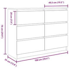 Vidaxl Komoda artisan hrast 100x35x76 cm inženirski les