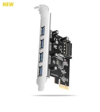 AXAGON PCEU-430RS, krmilnik PCIe, 4x vrata USB 5Gb/s, napajanje SATA, Renesas PD720201, SP