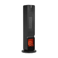 Teesa Grelec keramični stoječ PTC 8062 z upravljalcem , imitacija kamina, 2000W, črne barve