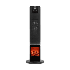 Teesa Grelec keramični stoječ PTC 8062 z upravljalcem , imitacija kamina, 2000W, črne barve