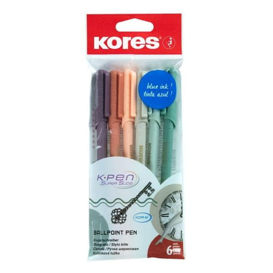 Kores K0 Pen Vintage Style - komplet 6 retro barv z zlatim tiskom