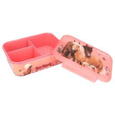 Miss Melody Svačinový box Flowers, Růžový, dva hnědí koně na louce