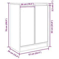 Vidaxl Komoda hnědý dub 57x34x76 cm inženirski les