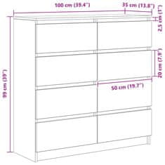 Vidaxl Komoda dimljeni hrast 100x35x99 cm inženirski les