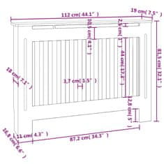 Vidaxl Pokrov za radiator črn 112x19x81,5 cm inženirski les