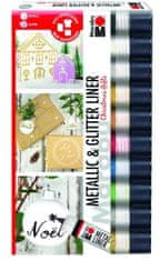 Marabu Christmas liner set - kovinske in biserne barve
