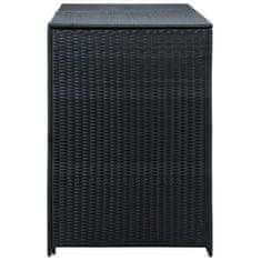 Vidaxl Dvojna lopa za koše za smeti poli ratan črna 148x80x111cm