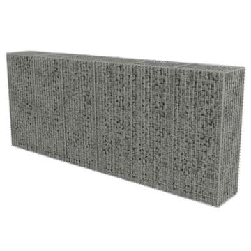 Vidaxl Gabionska stena s pokrovi iz pocinkanega jekla 300x50x150 cm