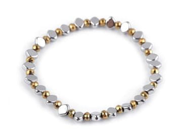 Elastična hematitna zapestnica - srebrna/zlata