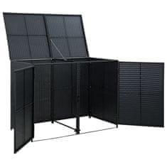 Vidaxl Dvojna lopa za koše za smeti poli ratan črna 148x80x111cm
