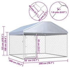 Vidaxl Zunanji pasji boks s streho 200x200x135 cm