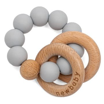 NEW BABY Otroško silikonsko grizalo z žogicami sivo