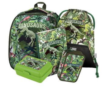 BAAGL 5 SET Shelly Dinozavri: aktovka, peresnica, torba, mape, škatla