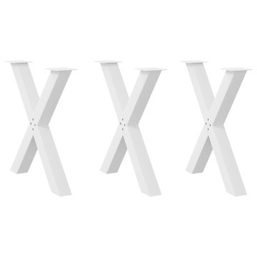 Vidaxl Noge za jedilno mizo v obliki črke X, 3 kosi, bele barve, 70 x (72-73) cm, jeklo