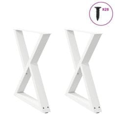 shumee vidaXL Noge jedilne mize 2 kosa Bela 70x(72-73,3) cm Jeklo