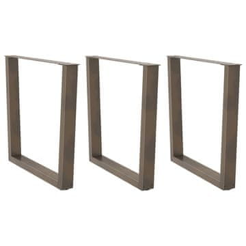 Vidaxl Noge za jedilno mizo v obliki črke V, 3 kosi, naravno jeklo, 80 x (72-73,3) cm, jeklo