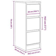 Vidaxl Komoda bela 29,5x34x76 cm inženirski les