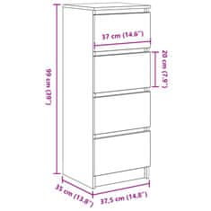 Vidaxl Komoda bela 37,5x35x99 cm inženirski les