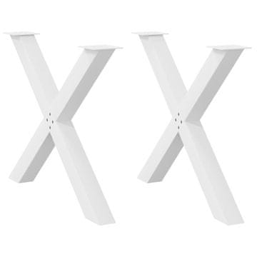 Vidaxl Noge za jedilno mizo v obliki črke X, 2 kosa, bele barve, 90 x (72-73) cm, jeklo