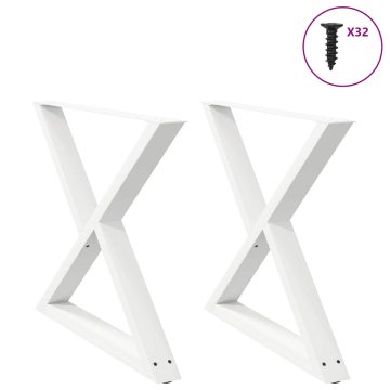 Vidaxl Noge za jedilno mizo 2 kosa bele 90 x (72-73,3) cm jeklo