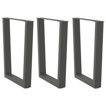 Vidaxl Noge za jedilno mizo v obliki črke V, 3 kosi, antracitne, 70 x (72-73,3) cm, jeklo