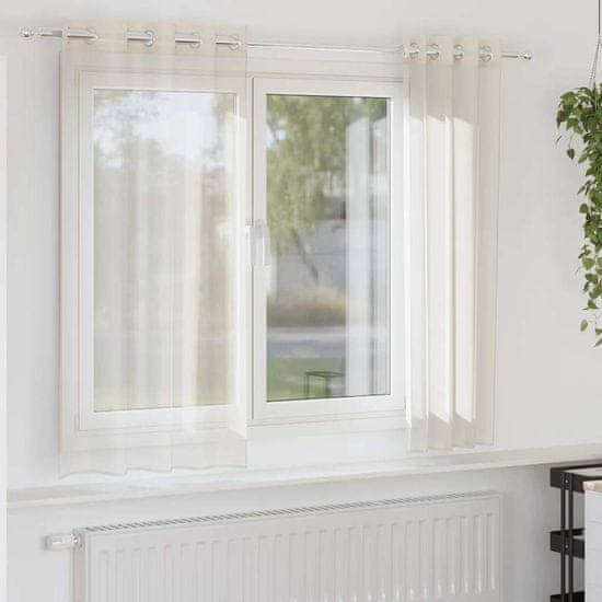 shumee vidaXL Voile zavese z vponkami 2 kosa kremna 140x140 cm