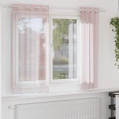 shumee vidaXL Voile zavese z vponkami 2 kosa svetlo roza 140x175 cm