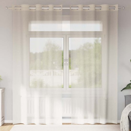 shumee vidaXL Voile zavese z vponkami 2 kosa kremna 140x225 cm