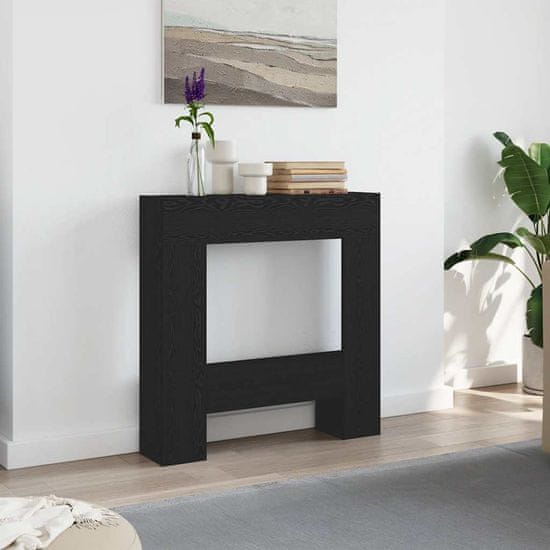 shumee vidaXL Obloga za kamin Črni hrast 81x18x82 cm Inženirski les