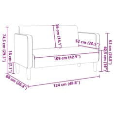 Vidaxl Loveseat kavč krem 109 cm velur tkanina