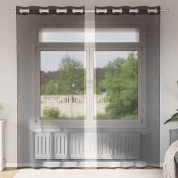 shumee vidaXL Voile zavese z vponkami 2 kosa črna 140x225 cm