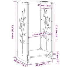 Vidaxl Stojalo za drva olivno zelena 40x30x80 cm hladno valjano jeklo